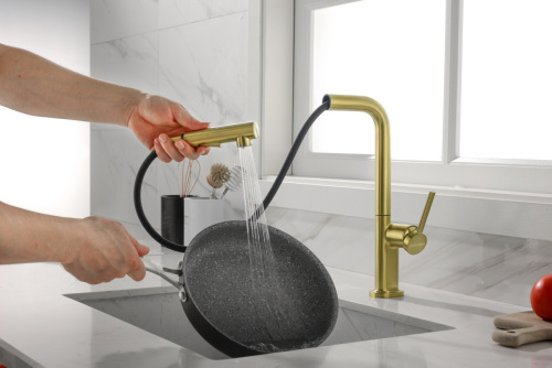 Смеситель для кухни Paulmark NEO Ne214419-BG на мойку золото - фото 5